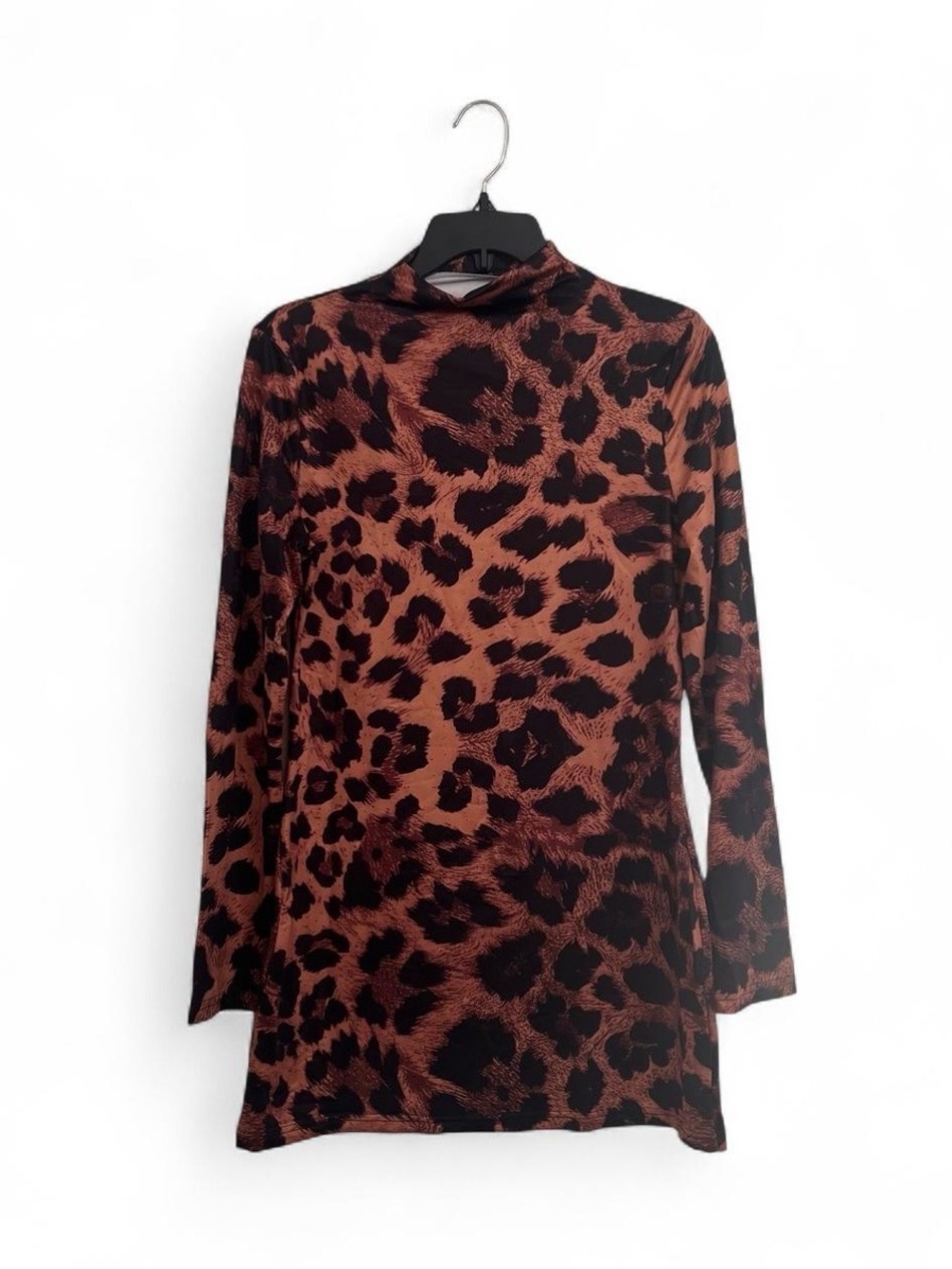 SHEIN Brown and Black Leopard Print Long Sleeve Dress Size XL - Whimsigoth